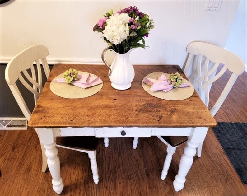 The Petite Farmhouse Table Handmade with Reclaimed Barn Wood with Optional Drawer image 7