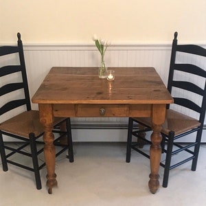 The Petite Farmhouse Table Handmade with Reclaimed Barn Wood with Optional Drawer image 4