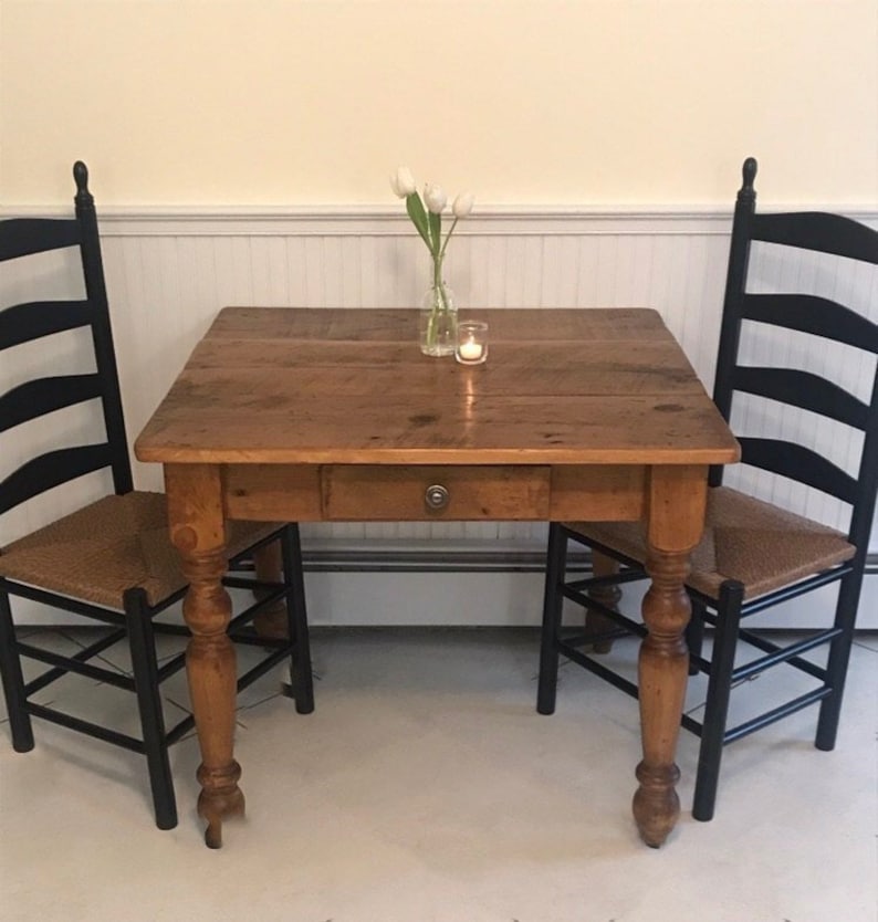 The Petite Farmhouse Table Handmade with Reclaimed Barn Wood with Optional Drawer image 4