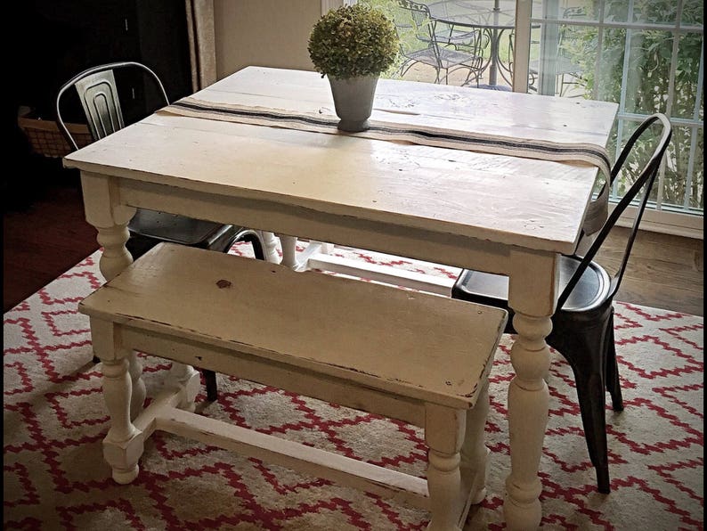 The Petite Farmhouse Table Handmade with Reclaimed Barn Wood with Optional Drawer image 5