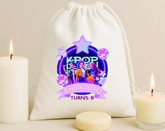 K-Pop Demon Hunter Birthday Party Favor: Huntrix Drawstring Bag, Mira Rumi Joey Goodie Bags
