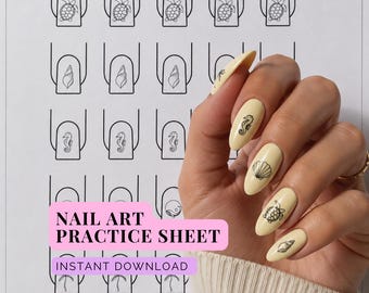 Sea Nail Art Practice Sheet, Summer  Mini Designs (PDF Download A5/US Letter)