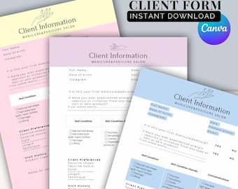 Formulário de Cadastro de Clientes para Salão de Unhas | Modelo Editável no Canva (Download Digital)