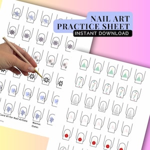 Nail Art Practice Sheets| Christmas | Thin Line Designs (Digital Download)