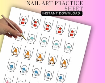 Folhas para prática de nail art | Natal | Desenhos de linhas finas (Download digital)