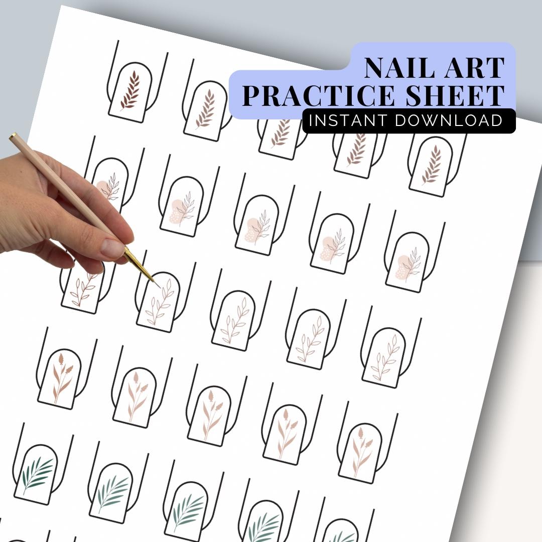 Nail Art Practice Sheets | Training Cards for Nail Artists | Printable ...