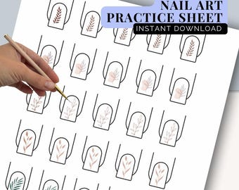 Folhas de Prática de Nail Art | Cartões de Treinamento para Artistas de Unhas | Modelos para Imprimir | Desenho de Manicure