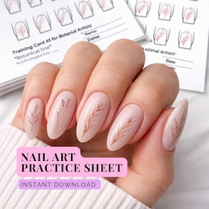 PRINTABLE NAIL Art Practice Sheet | Floral Design Templates (PDF)