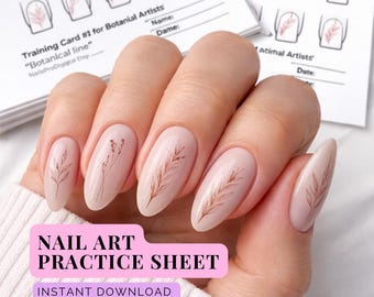 Folha de Prática de Arte de Unhas para Imprimir | Modelos de Desenho Floral (PDF)