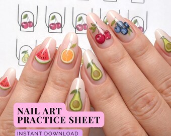 Citrus Nail Art Practice Sheet, Summer Design Training (PDF Download)