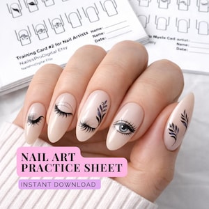 Folhas de Prática de Arte em Unhas | Cartões de Treinamento Profissional (PDF)