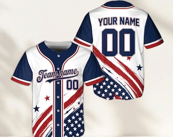 Kundenspezifisches Baseball-Jersey Personalisierte amerikanische Flaggen-Hemd Patriotische USA-Mannschaftsuniform-Mann-Frauen-Jugend-der individuelle Name Baseball-Jersey