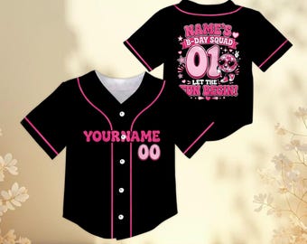 Kundenspezifisches Geburtstags-Baseball-Trikot, personalisiertes B-Day-Kader-Shirt, Disco-Party-Trikot für Kinder Erwachsene, Geburtstagskind-Name und Zahlen-Shirt