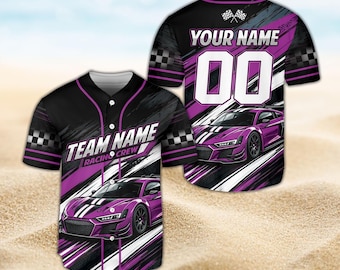 Benutzerdefinierte Racing Baseball Jersey Personalisiertes Rennwagen-Team-Shirt Boxencrew Bekleidung Racing Fan Geschenk für Männer Frauen Kinder Sport Car Design