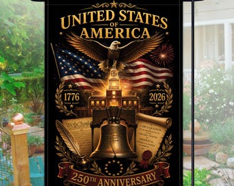 Vaterländische Garten-Flagge 250 Jahre Amerika, Jahrestag der Vereinigten Staaten 1776-2026, US-Größte Dekoration, Freiheitsstatue Adler-Yard-Schild