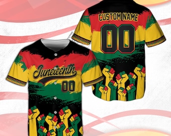 Custom Juneteenth Baseball Jersey, Personalized Black Freedom Day Shirt, Pan-African Colors Jersey, Custom Name and Number African Pride