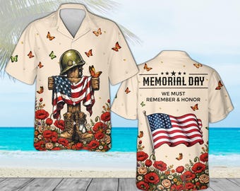 Gedenktag Hawaiihemd, Vaterländischer gefallener Soldaten Tributknopf, Wir müssen uns erinnern und ehren militärisches Geschenk, Mohnblume veteranen Kleid