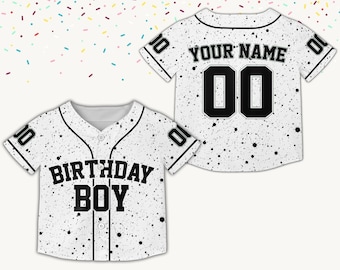 Benutzerdefiniertes Geburtstagskind-Baseball-Trikot, personalisiertes Splatter-Print-Baseball-Shirt mit Name und Nummer, Kinder- und Erwachsenen-Geburtstags-Geschenk-Outfit