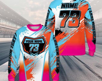 Kundenspezifisches Motocross-Trikot mit langen Ärmeln, personalisiertes Dirt Bike-Shirt mit Name und Nummer, langärmeliges Racing-Jersey, individuelle BMX-Fahrerbekleidung