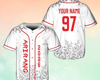 Custom Korean Baseball Jersey Personalized Arirang Kpop Shirt Floral Cherry Blossom Korean Name Jersey Unisex Gift for Kpop Fan