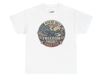 America Eagle 4th July T-Shirt | Freedom Endures Graphic | Heavy Cotton Tee | Independence Day Gift