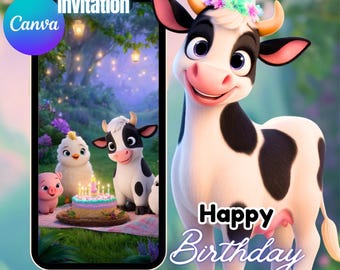 Farm Birthday Invitation Animated Farm Animals Party Invites Barnyard Animals Ranch Kids Birthday Invitation farm birthday barn invitation