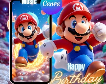 Editable Mario Bros Invitation Animated Super Mario Birthday Invitation Printable Birthday Party Invitations Digital Bday Party Invite CANVA
