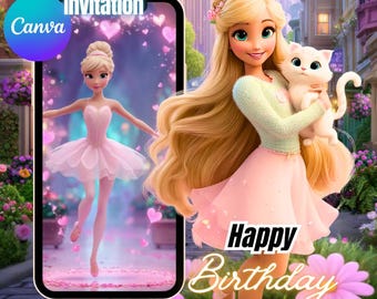 Editable fashion doll birthday Invitation Pink Doll Birthday Invitation Kid Birthday Little Pink Doll Birthday Invitation Pink Glitter Party