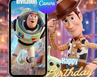 Animated Toy Story Birthday Invitation Template Toy Story Invitation Toy Story Birthday Invitation Digital Editable Buzz Lightyear Woody