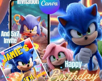 Sonic Birthday Invitation Animated Bundle For Kids Party Sonic The Hedgehog Boys Party Invite Editable Sonic Girls Birthday Instant Download