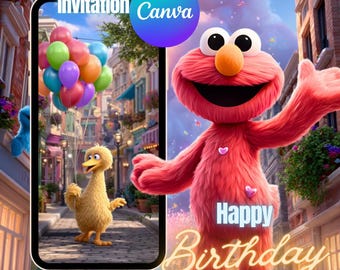 Sesame Street Birthday Invitation Animated Birthday Invitation Cute Birthday Invite Kids Birthday Invitation Birthday Template Cute Birthday