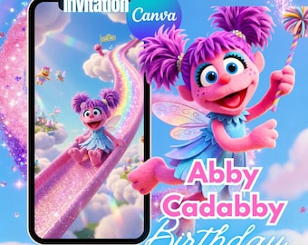 Sesame Street Birthday Invitation Abby Cadabby Animated Birthday Invitation Cute Birthday Invite Kids Birthday Invitation Birthday CANVA