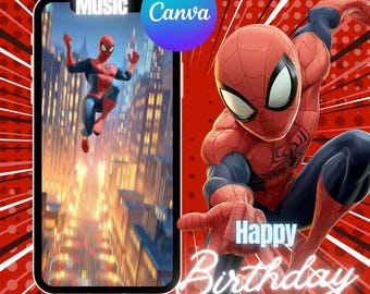 Animated Spiderman Birthday Invitation Spider-man Boys Birthday Party Digital Invitation Kids Birthday Digital Download Editable Template