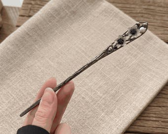 Floral Hair Sticks Set, Vintage Metal Hair Pins with Beads, Elegant Decorative Kanzashi Hair Accessories Gift for Her