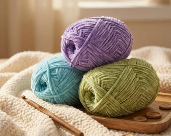 Super Soft Velvet Chenille Yarn, 40g Colorful Yarn for Crochet, Knitting, Amigurumi and DIY Crafts