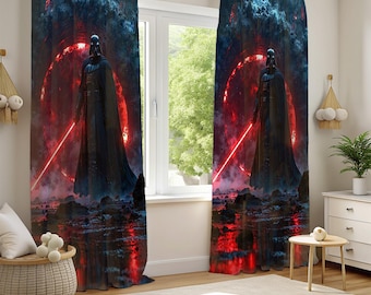 Star Wars-gordijn, Galactic Dartf Vader-raamgordijn, decor bioscoop, tienerkamergordijn, woonkamergordijn, ruimteschurkgordijnen