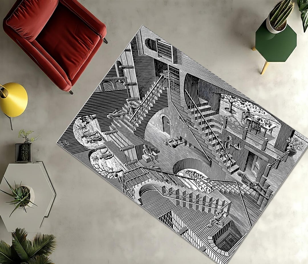 Illusion Stair Rug, Surreal Optical Style Mat, Modern Abstract Carpet ...