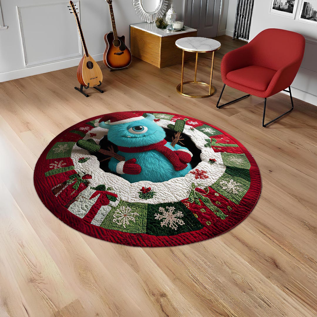 Monster Ink Rug Cuteman Area Rug, Cute Monster Decor, Round Rug, 3D Holiday Carpet ...