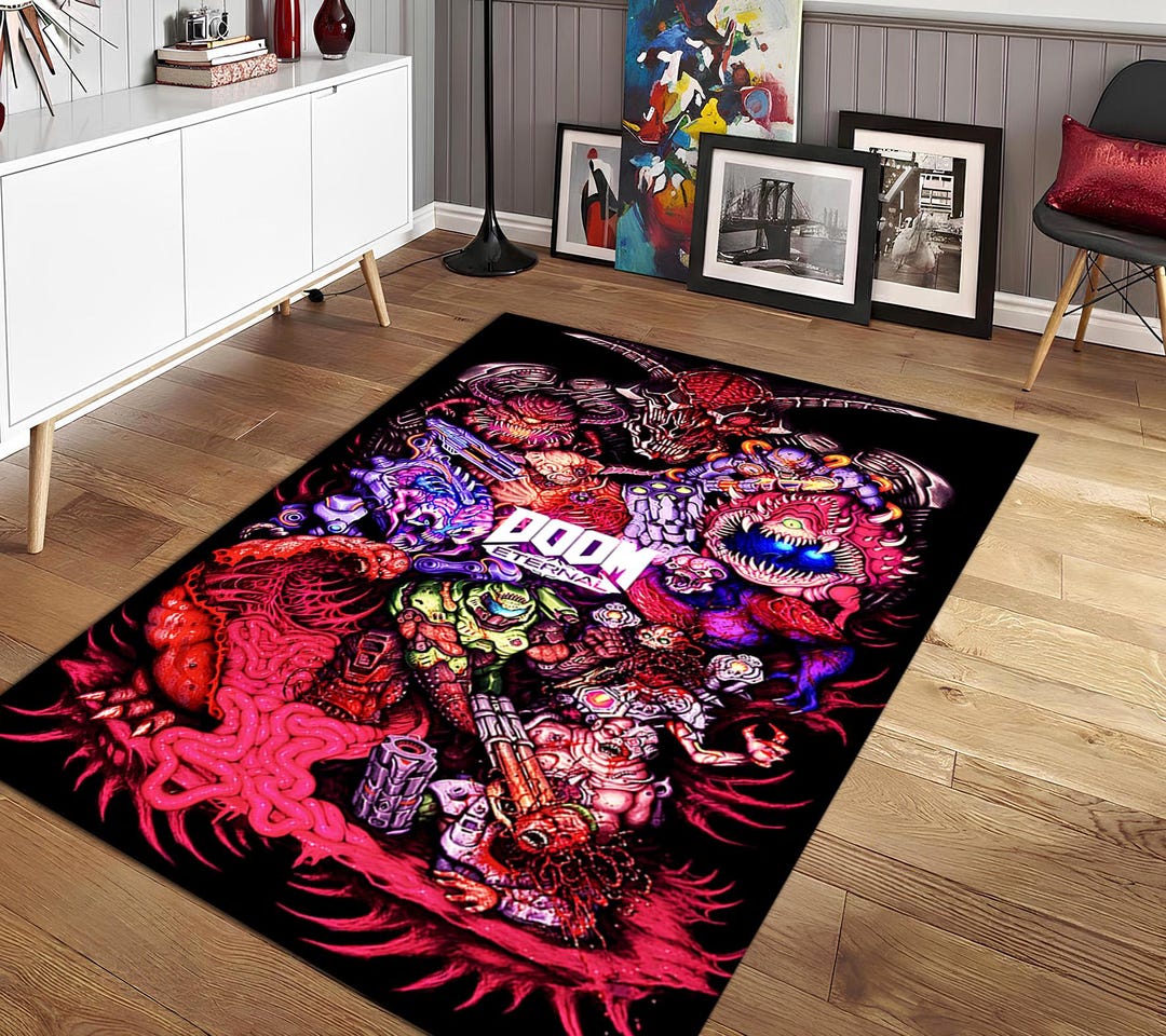 Mw2 Rug Demon Warfare Rug, Eternal Action Carpet,hellscape Floor Mat,neon ...