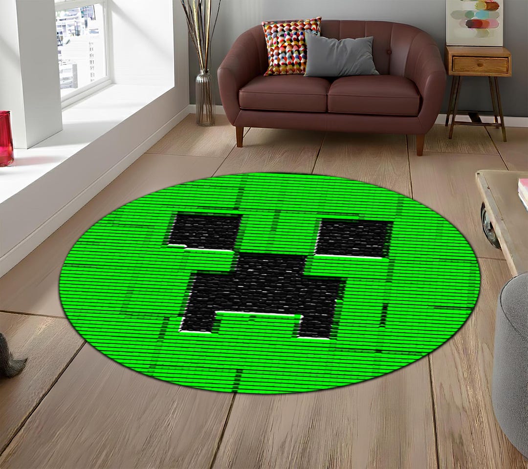 Pixel Monster Rug Pixel Game Round Rug, Pixelated Green Monster Rug, Gamer Room Decor - Etsy