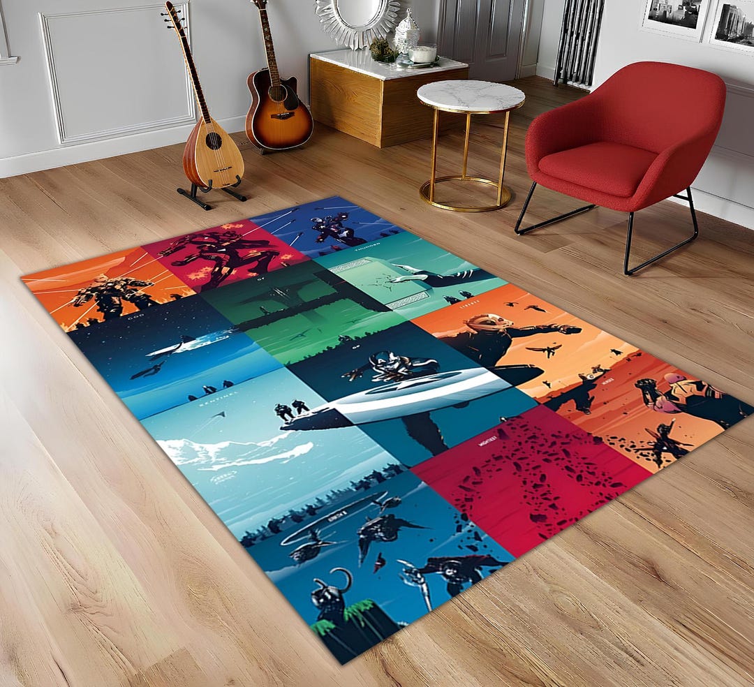 Superhero Themed Area Rug, Comic Style Carpet, Action Themed Mat, Kids ...