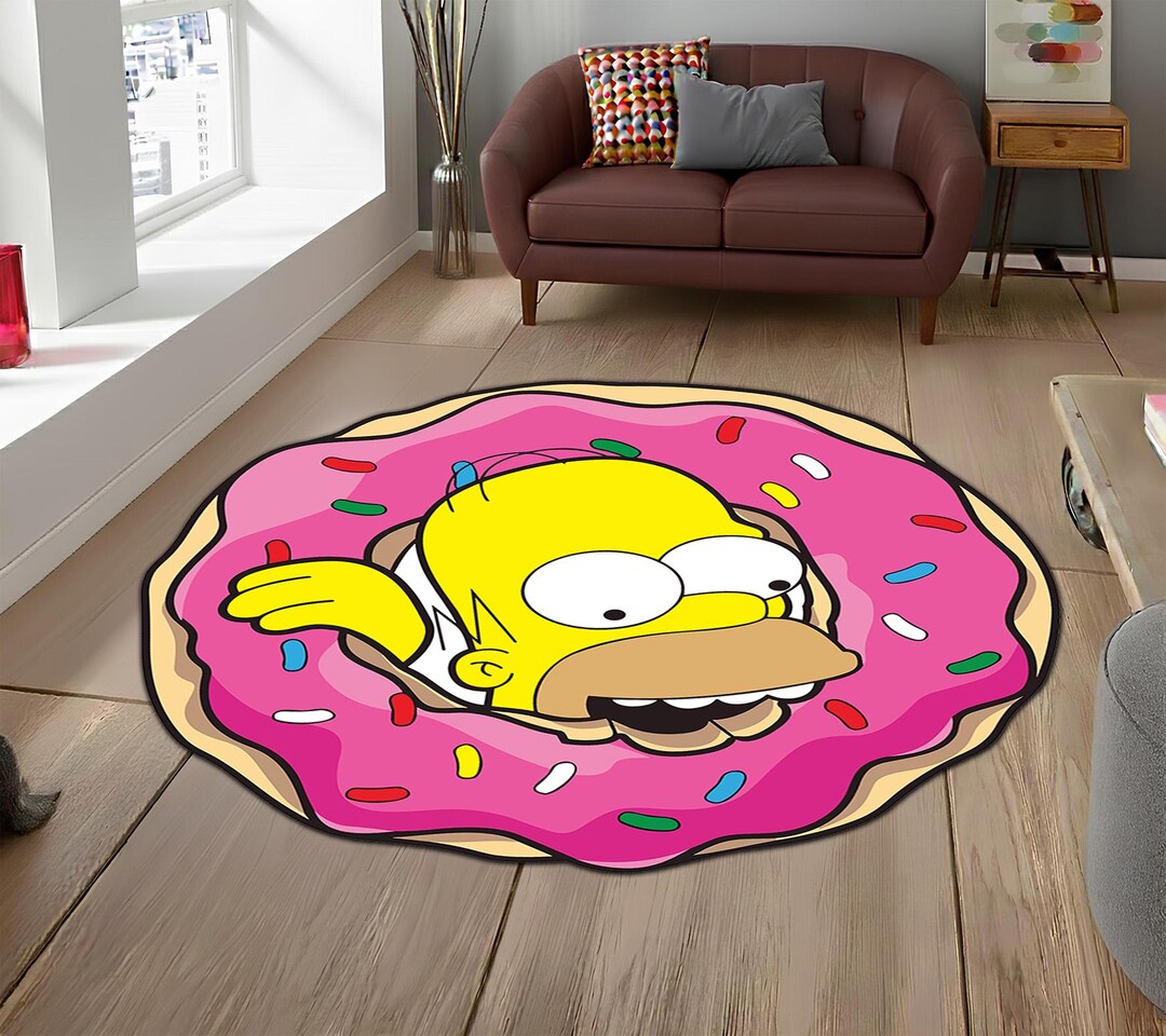 Pink Donut Rug, Round Rug, Delicious Food Carpet, Kids Room Floor Mat ...