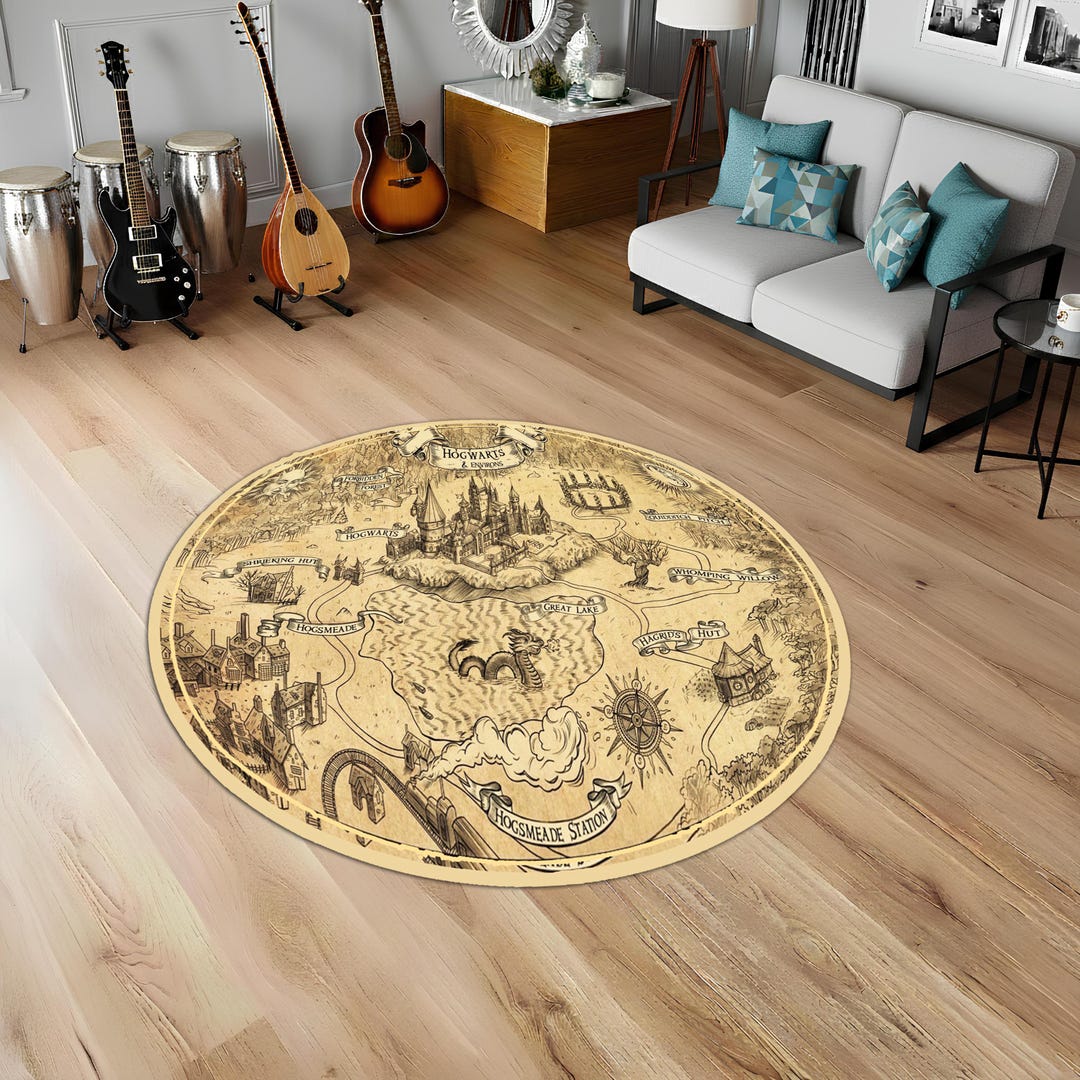 Fantasy Movie Rug,magic Map Mat,round Rug,wizarding World Decor,fantasy ...