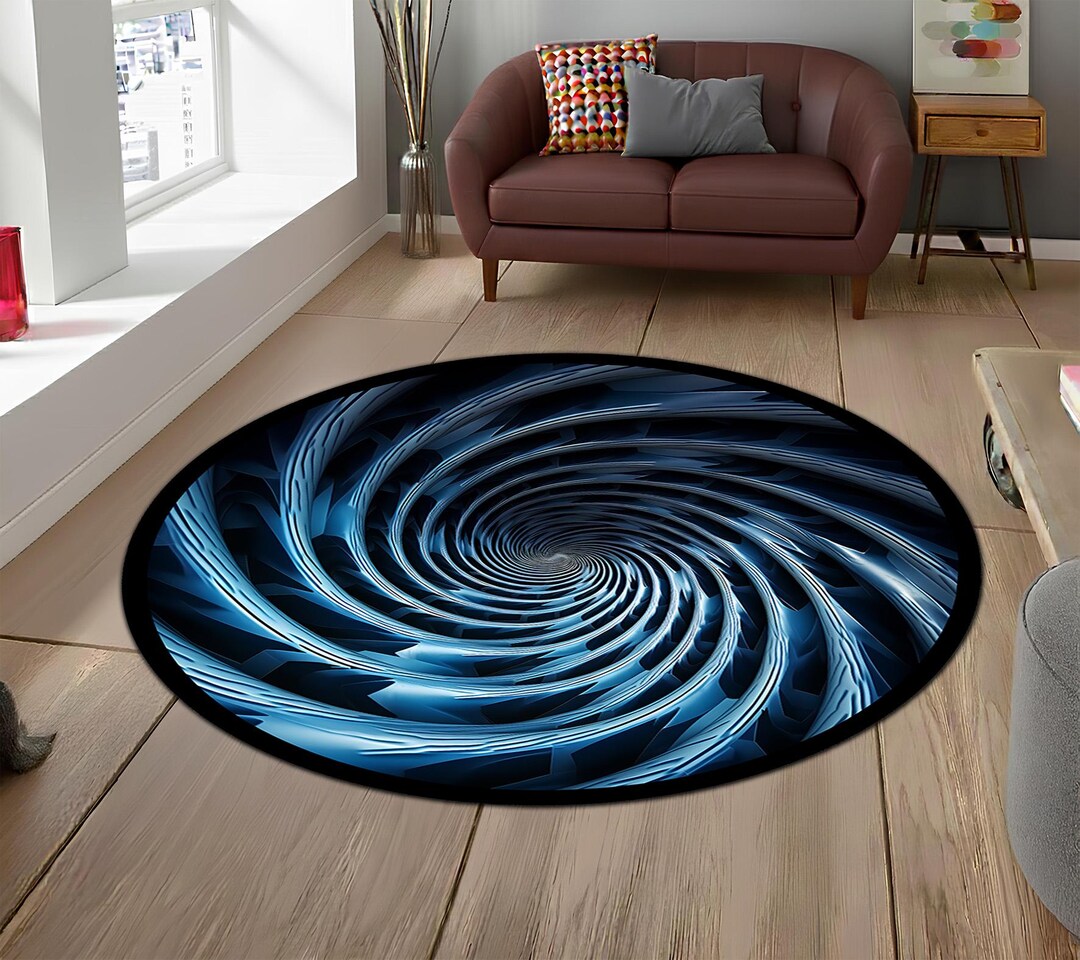 3d Round Rugs 3D Vortex Round Rug, Hypnotic Spiral, Modern Geometric Floor Mat - Etsy