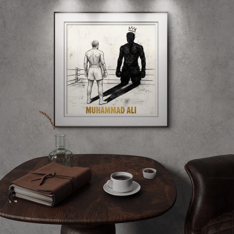 Muhammad Ali Shadow Poster, Boxing Sketch Wall Art, the Greatest Print ...