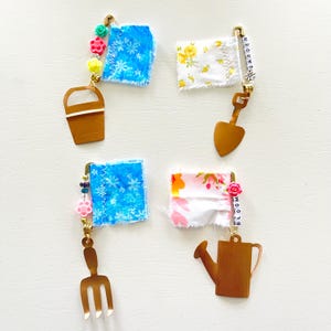 Fabric tabs for junk journals, Page Tabs, scrapbooking, papercraft, Vintage Fabric, Beaded Tabs, Junk Journal Supplies, Journal Decorations