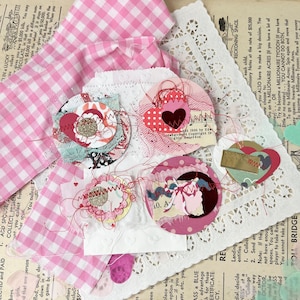 Handmade Clusters Ephemera Packs, Valentine Love Theme, Junk Journal Supplies, Vintage Journal Supplies