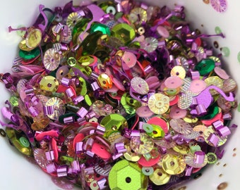 Lawn Party Sequin Mix, Flamingo Pink Green Sequins, Shaker Mix