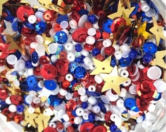 America’s Sequin Mix, Red White Blue Stars Sequins, Shaker Mix