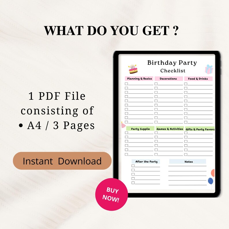 Birthday Party Checklist Printable Kids Birthday Party Planner